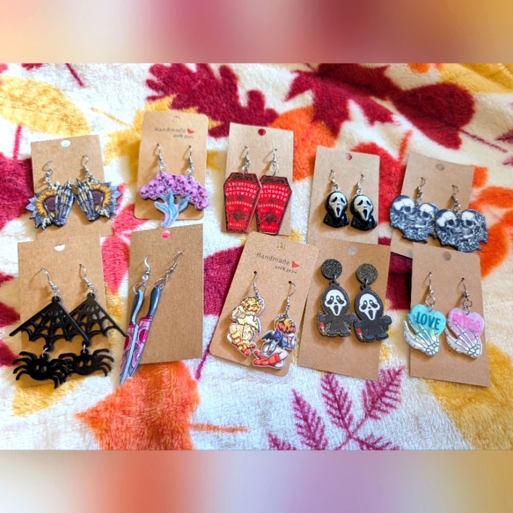 Lot of 10 Fun Halloween Handmade Earrings